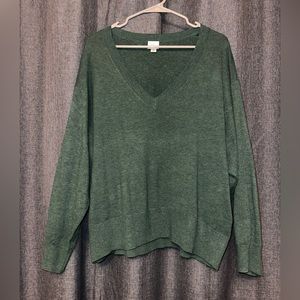 A New Day - Lightweight green v-neck sweater